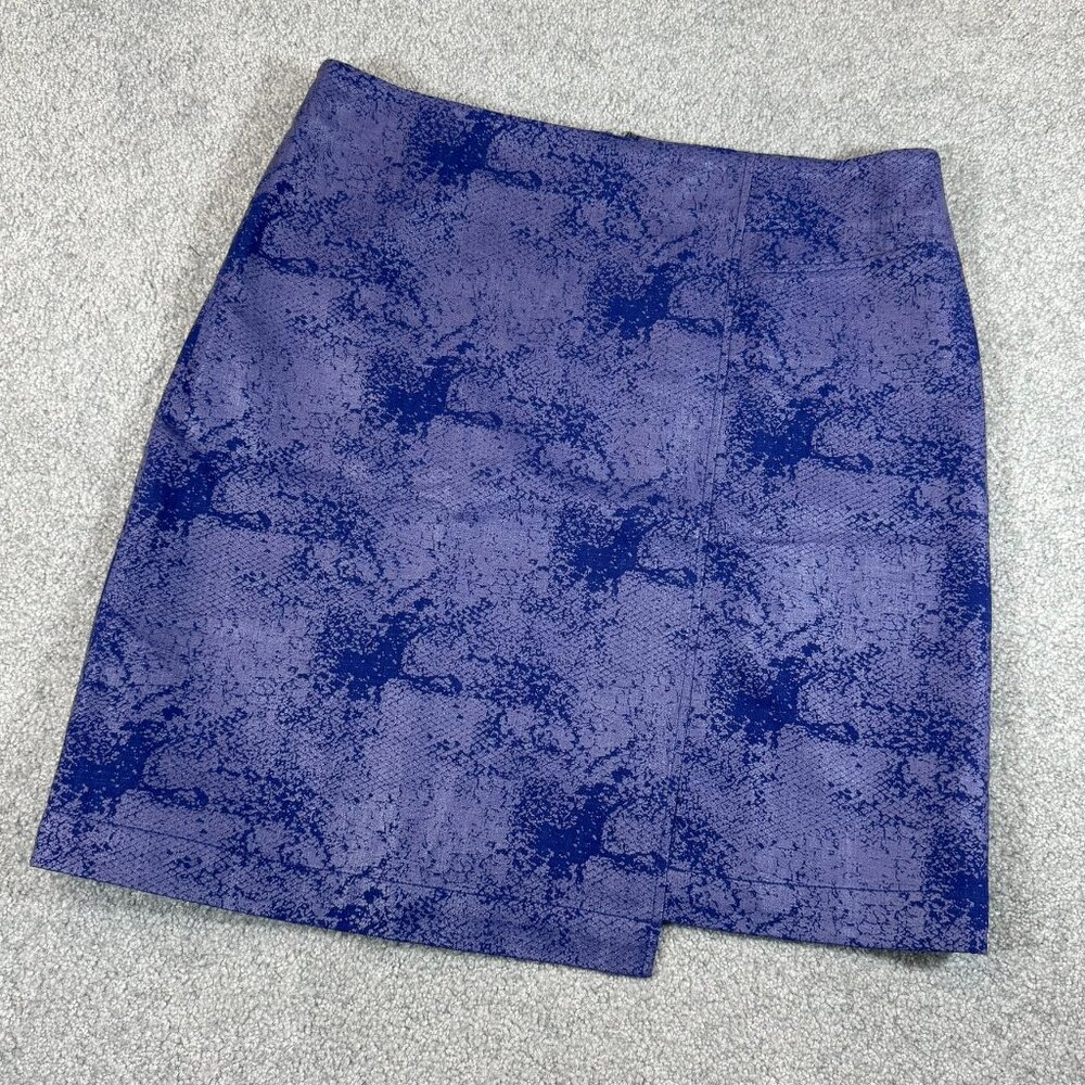 * Nic+Zoe Snake Skin Print Cotton Blend Asymmetrical Skirt Purple NWOT Sz 16
